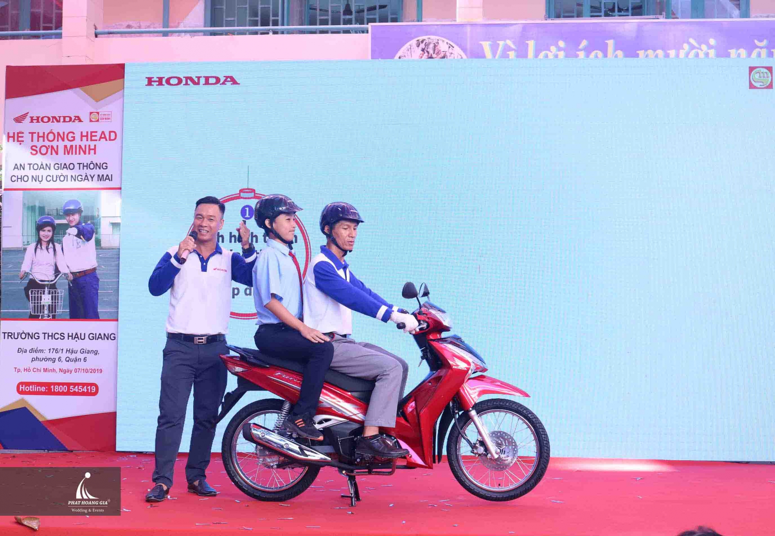 HEAD HONDA SƠN MINH - TẬP HUẤN LÁI XE AN TOÀN TẠI TRƯỜNG THCS HẬU GIANG
